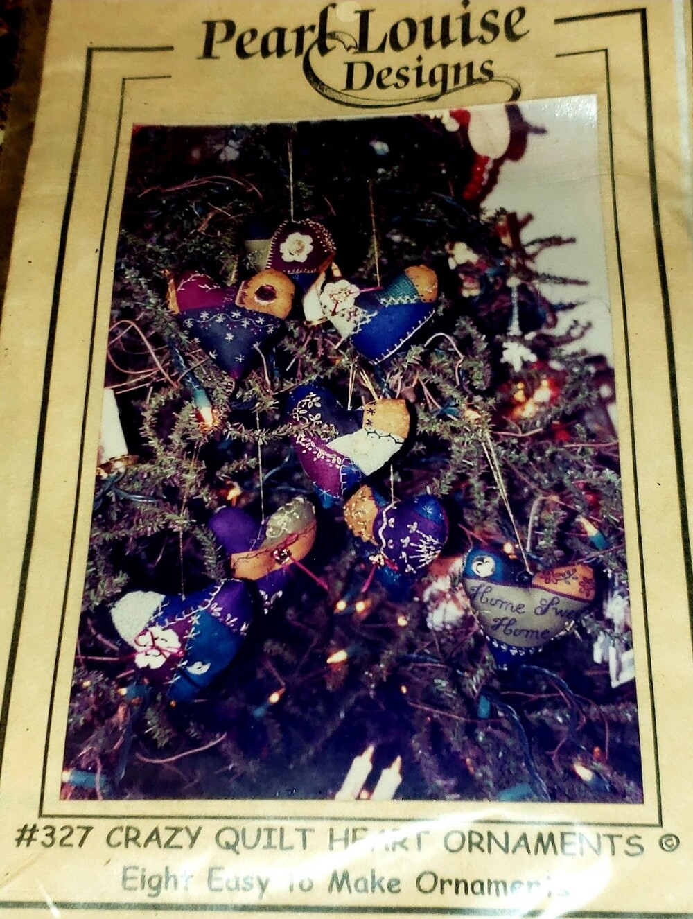 Vintage Pearl Louise Designs "Crazy Quilt Heart Ornaments" kit